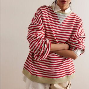 We the free people classed striped crewneck sweatshirt cherry combo